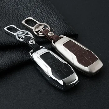 

Zinc alloy Leather car key Cover case for Ford Edge Explorer Fusion Mustang F-150 F-450 F-550 Lincoln MKZ MKC car Key shell