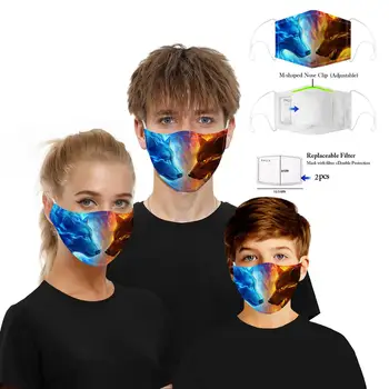 

Digital Printing Protection Face Mask 5-layer Filter Anti Dust Mask Can Be Cleaned Mask With Two Pads Protective Breathable