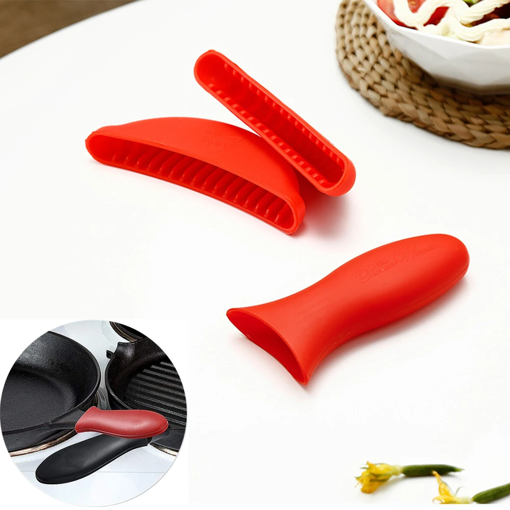 3 Pcs Set Silicone Pot Handle Holder Cover Assist Handle Sleeve Grip Non Slip Heat Resistant