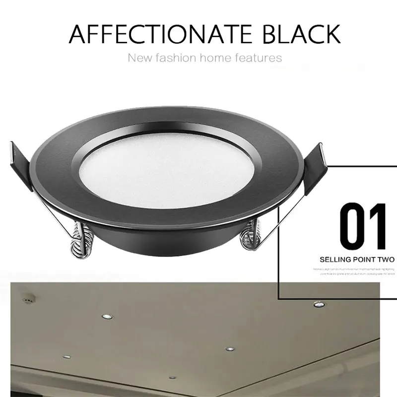 10 Pcs Led Downlight Waterproof Black Color 5W 7W 9W 12W 15W Spot light 220V 230V Ceiling Lamp Recessed Round Panel indoor light