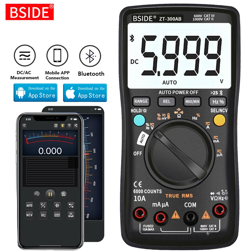 US $23.25 Bside Digital Multimeter Wireless Technology Ammeter True Rms Auto Rang Intelligent Analog Voltmeter Capacitor Tester Diy Tool