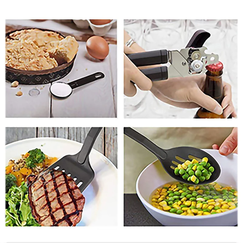 ATUCOHO Cooking Utensils Complete Tools Spoon Utensils Cookware Stainless Steel Nylon Non-Stick Spatula Set Kitchen Supplies