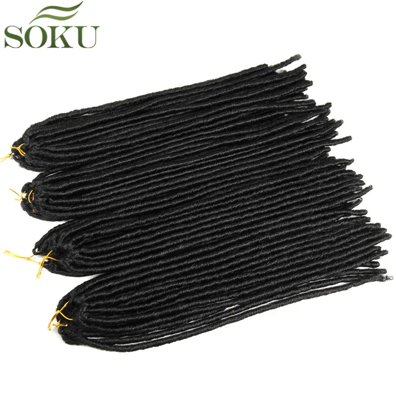 SOKU Ombre коричневый цвет мягкие дреды вязаные крючком косички 18-26 дюймов Синтетические волосы Faux locs плетение наращивание волос