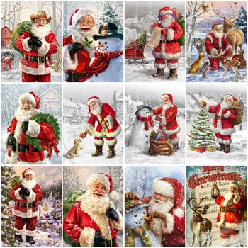 

EverShine Diamond Paniting Santa Claus Cross Stitch Diamond Embroidery Christmas Full Square Picture Of Rhinestones Handicraft