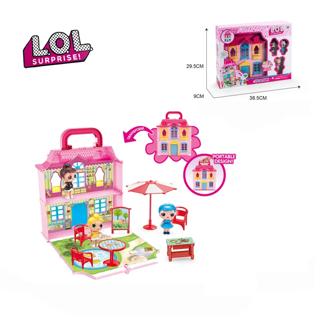 LOL Surprise Dolls Toy Set Girls Play House Games Simulation Villa Castle with 3 Doll Model Kids Toys for Girls Birthday Gifts 2