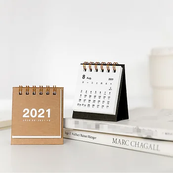 

1 Set of Tabletop Calendar Portable Kraft Paper Desk Calendar for Date Reminding Chore Plan Routine