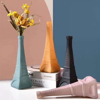 

Cutelife Ins Morandi Color Living Room Creative Decorative Tower Vase Desktop Flower Arrangement Vase Art Decorative Ornaments
