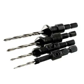 

New Craft 4pcs HSS Power Woodworking Tapered Drill Bits Set Tools DIY