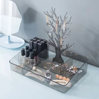 

AA Jewelry Display Rack Multifunctional Earrings Storage Box Transparent Desktop Cosmetic Tree Shaped Holder Case