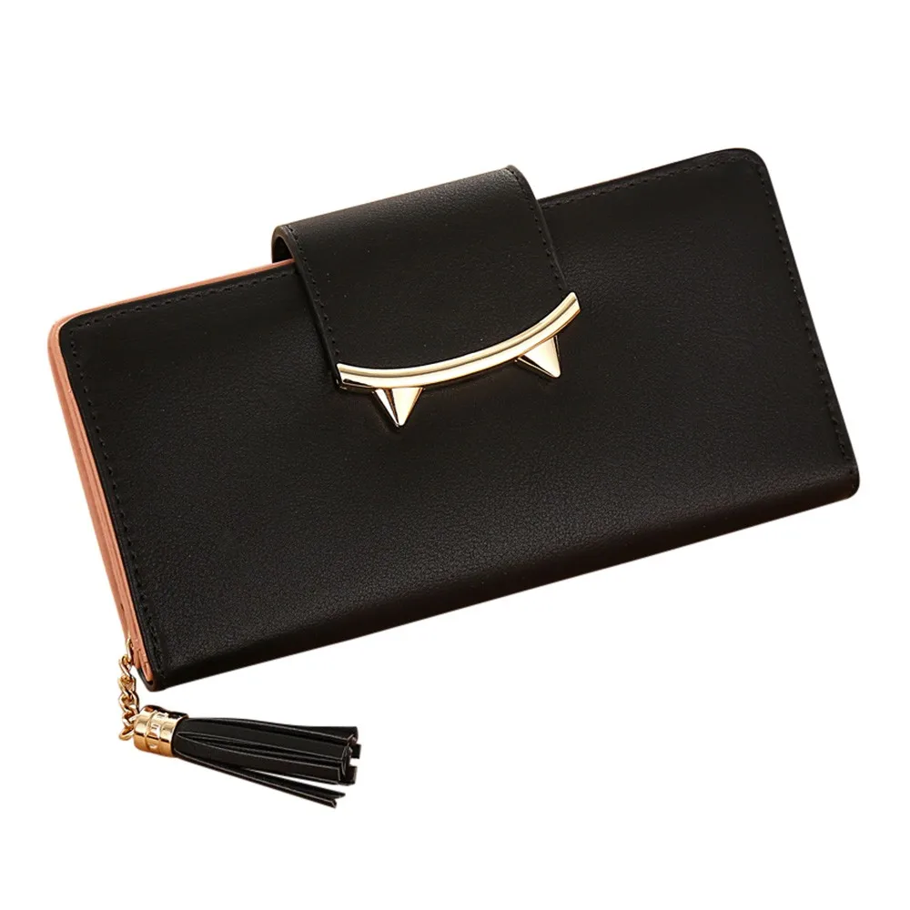 

2019 Fashion Wallet Women Tassel Heart Simple Zipper Purses Long Purse Section Clutch Wallet Soft PU Leather Money Bags MF 8.10