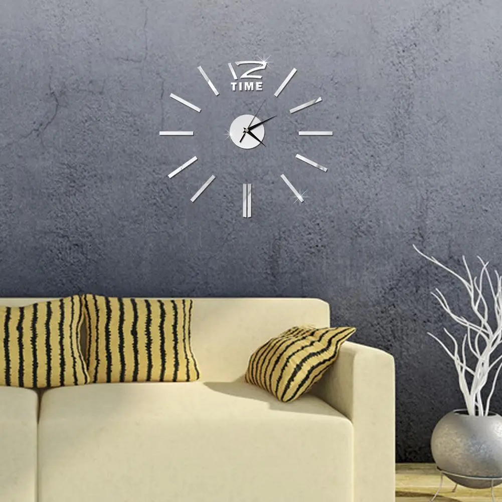 Antique Mini DIY Mirror Surface Clock Sticker Mute Wall Clock 3D Wall Watch Living Room Home Office Decor Christmas Gift