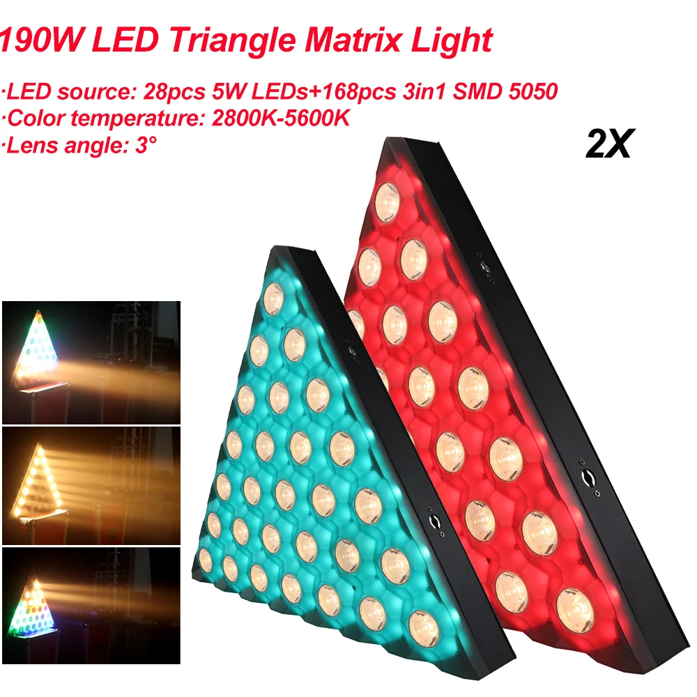 Высококачественный светодиодный треугольный матричный светильник 190 Вт DMX512