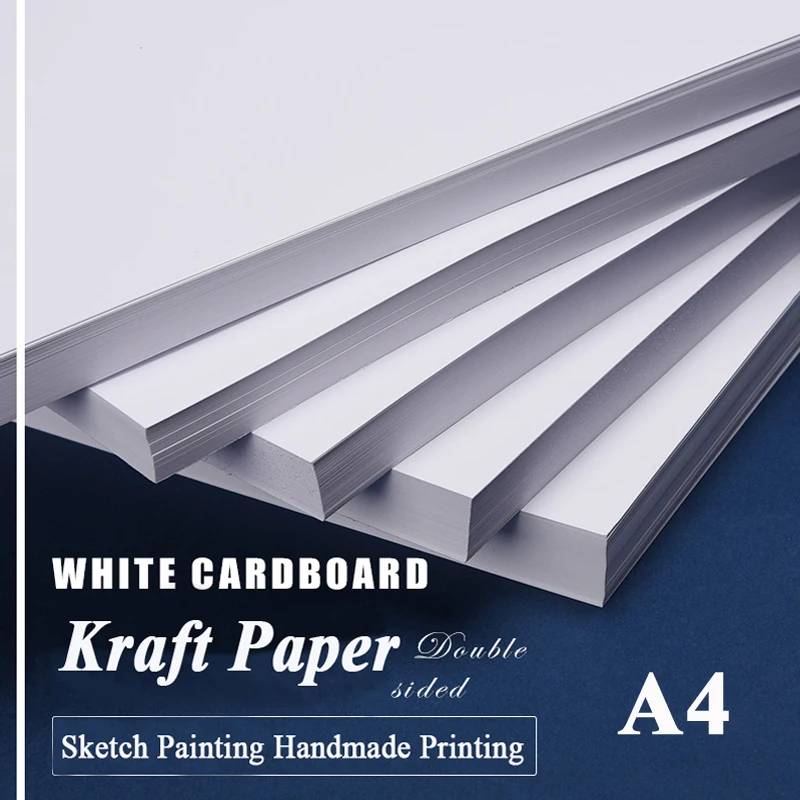 A4 blanco Kraft papel hecho a mano Tarjeta de DIY Placa de papel grueso Pultipurpose cartulina Graffiti cartón 20 50 hojas paquete