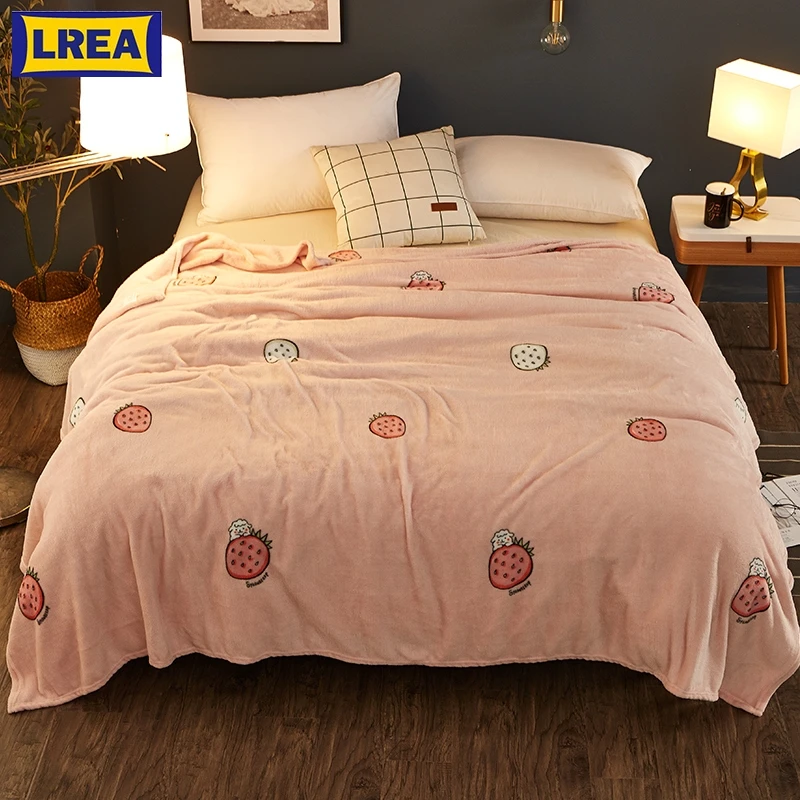 

LREA Hot sale The плед original single strawberry pink Blanket the most popular elements and design comfortable