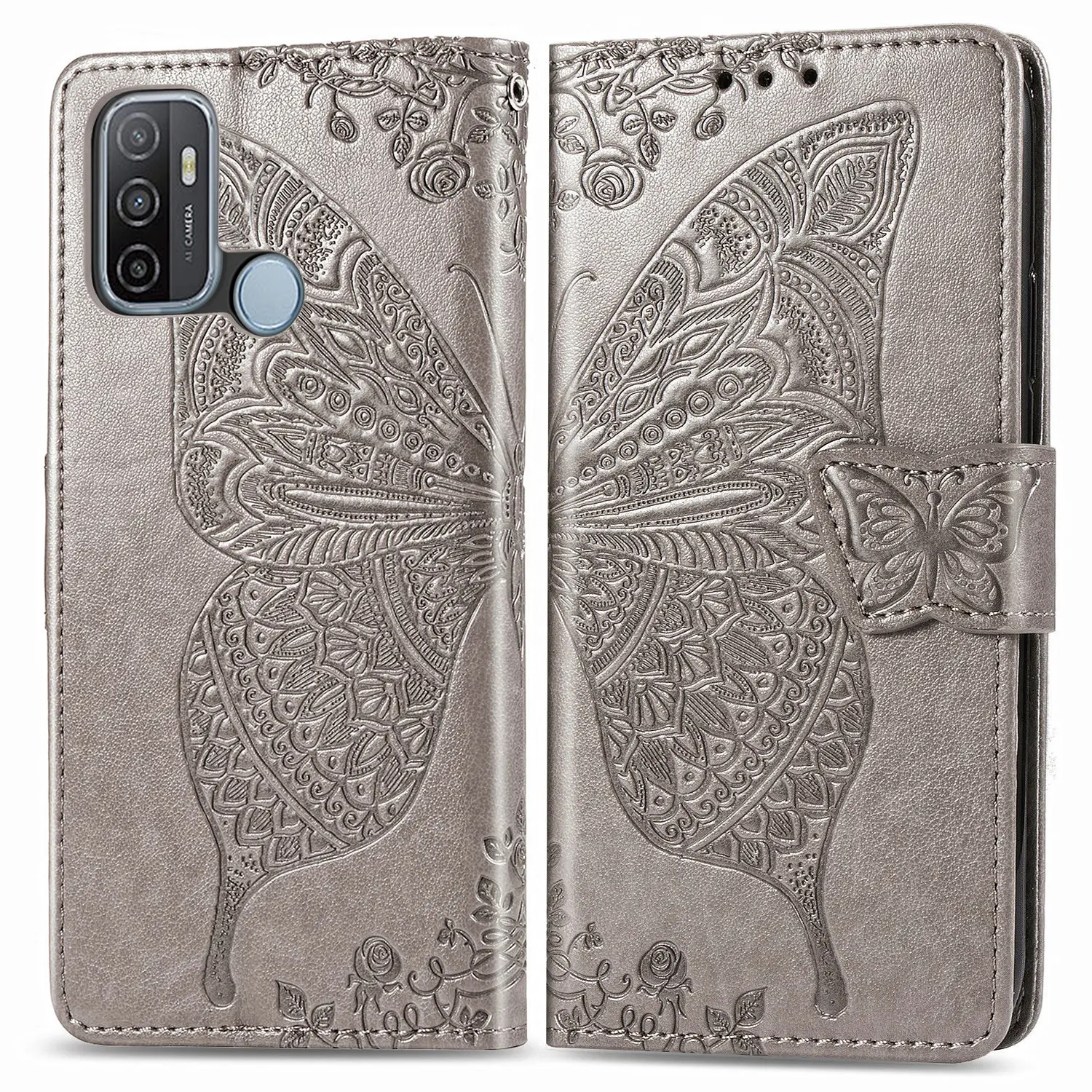 Custodia A Libro In PU Per Oppo A53s - Cover Con Portafoglio E Supporto Per Video - 3