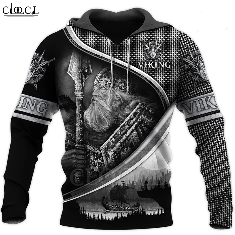 CLOOCL Модные мужские толстовки Viking с 3D принтом тату Odin Толстовка Harajuku Осенняя уличная одежда унисекс
