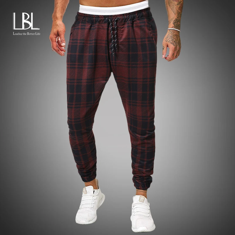 red plaid track pants mens