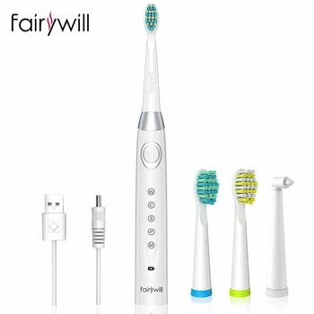 

Fairywill Sonic Electric Toothbrush Rechargeable 5 Modes 4 Hour Charge 3 Brush Heads Waterproof Toothbrush for Adults and Kids