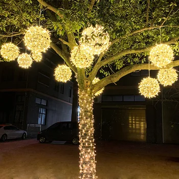 

Led Rattan Lamp Outdoor Waterproof Hanging Tree Ball Decoration Color String Light Colored Lights Garland Christmas Outdoor