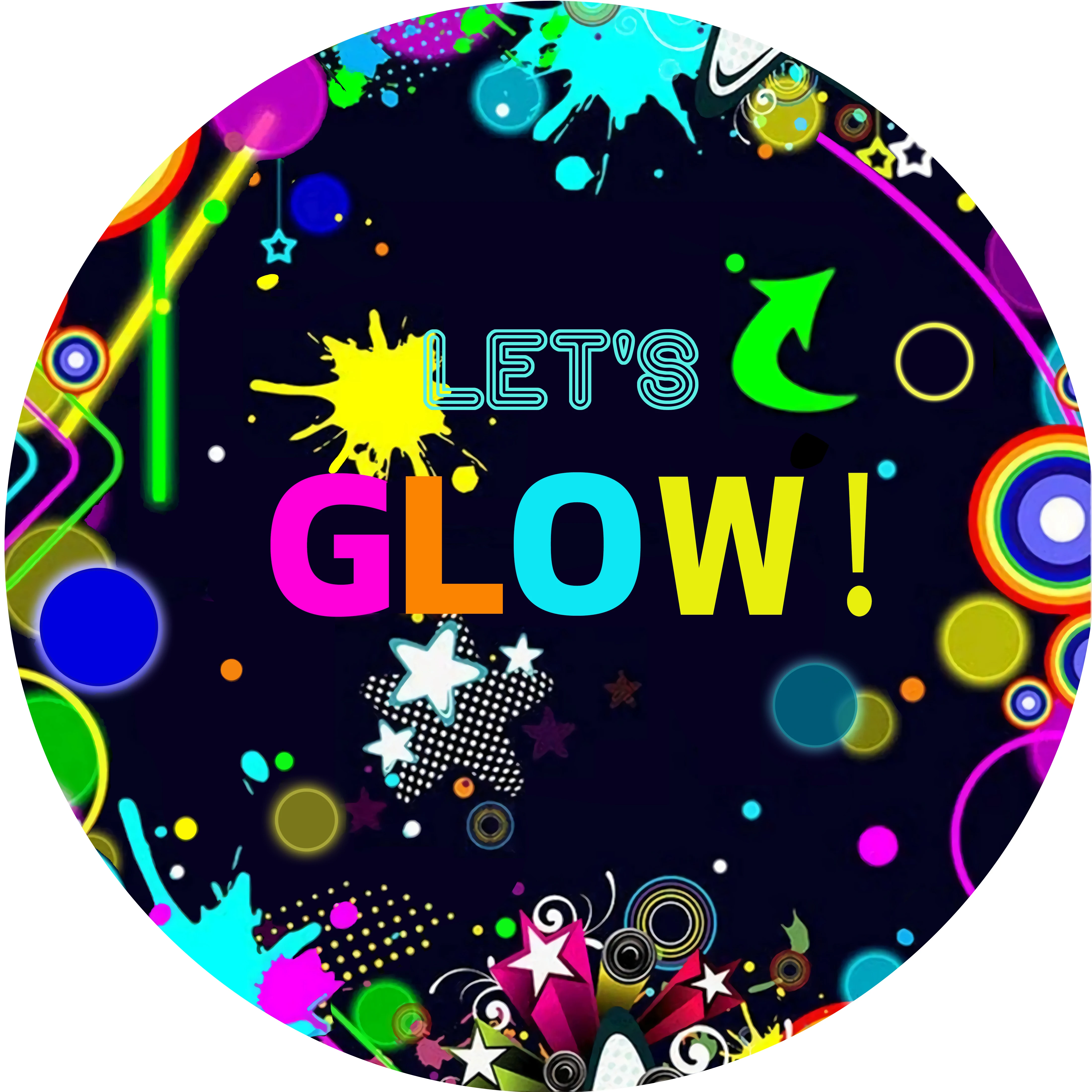 Lets Glow Round Backdrops  ׿  Ƽ  ũ ̺ Ŀ   Ŭ 