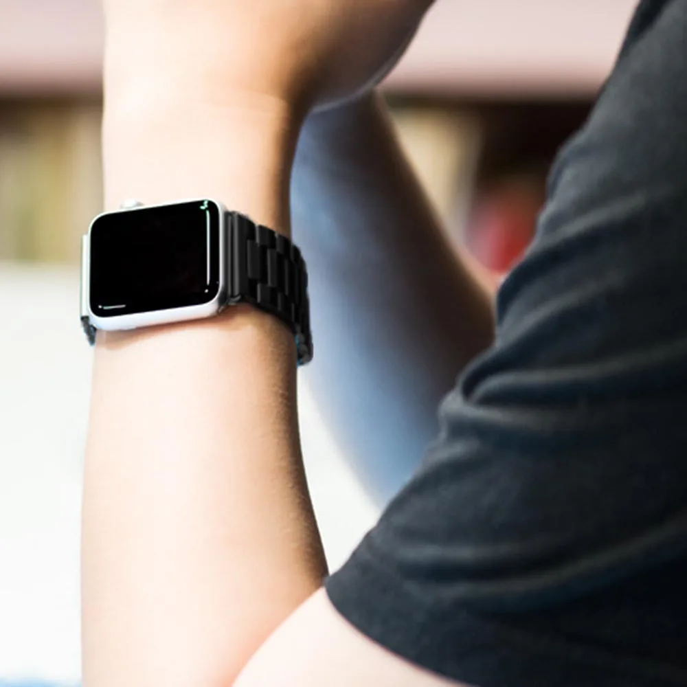 1 DELELE Apple watch iwatch stainless steel watch band black (7)-1