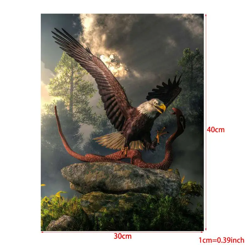 Eagle and snake 5D Round Shaped Diamond Painting Embroidery Needlework Rhinestone Crystal Cross Craft Stitch Kit