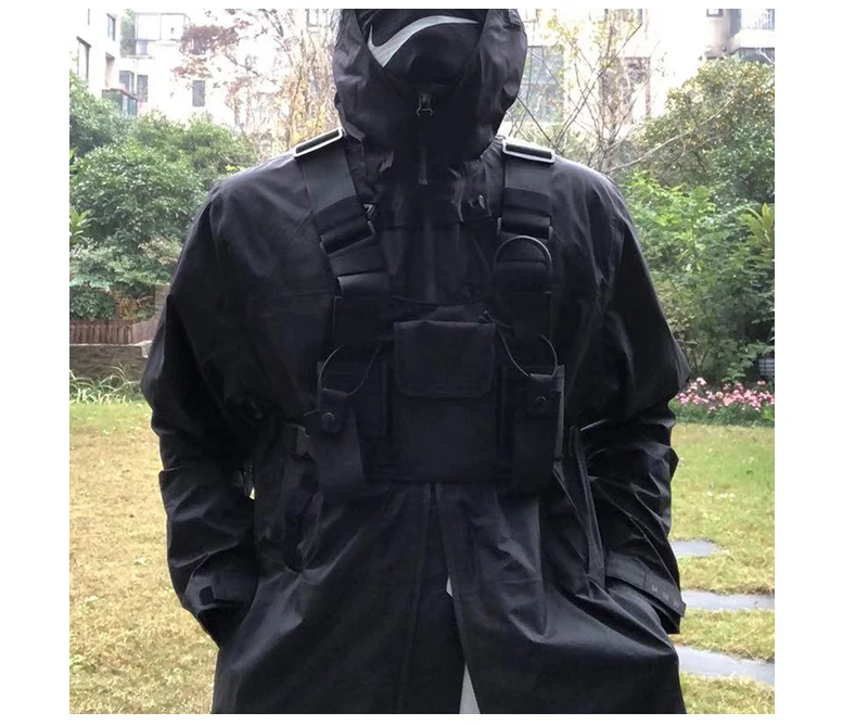 Черная тактическая сумка мужская нейлоновая нагрудная сумка Хип-Хоп Уличная функциональная нагрудная сумка для мальчика Kanye West жилет военная поясная сумка