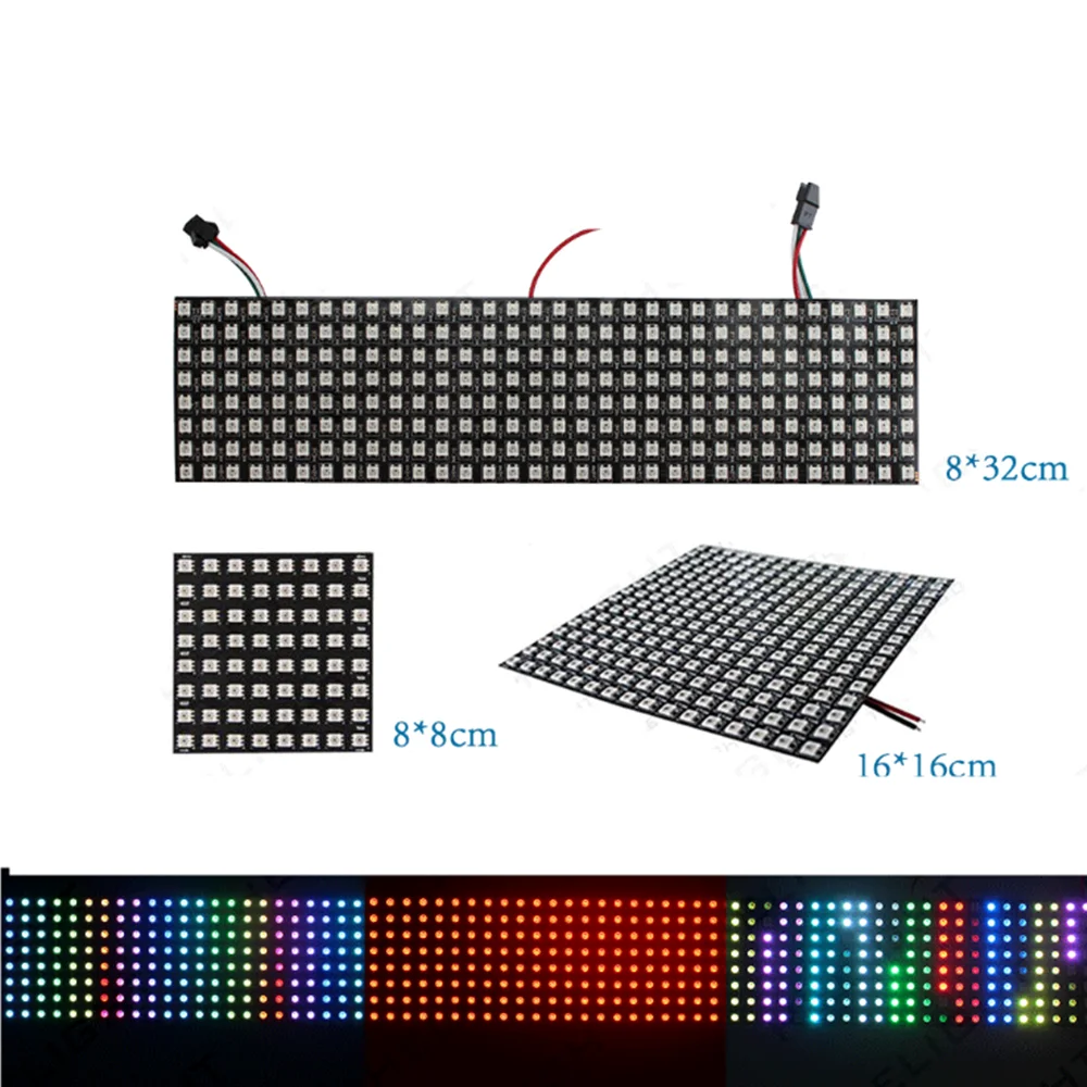 Ws2812b светодиодный светильник с пикселями 8x8 16x16 8x32 ws2812 панель светодиодов пиксельный экран RGB индивидуально адресуемые полосы адресная лампа 5 В