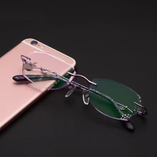 Ультра-легкий с восемью отверстиями очки рамки бескаркасные драгоценный камень резит Для женщин в Корейском стиле очки