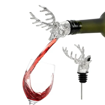 

NICEYARD Wine Stopper Bottle Cap Cover Wine Pourer Wine Extractor Funny Bottle Plug Deer Stag Head Stainless Steel Bar Tools