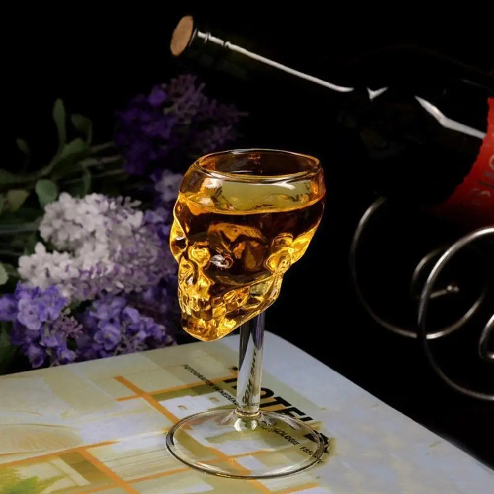 Transparent Beer Wine Cup Bottle Glass Skull Red Sober kitchen accessories High Cocktail Glasses Bar Decoration | Дом и сад