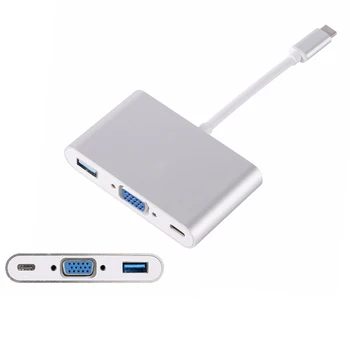 

Hot Fashion 3-In-1 USB 3.1 Type C To VGA Adapter Cable Type-C USB 3.0 Charger Charging Port Digital Multiport Adapters