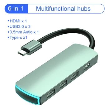 

New USB C HUB Adapter Type-c 3.0 USB-C To HDMI 4K SD/TF Card Reader USB C HUB RJ45 PD Charging Adapter for MacBook Pro HUB