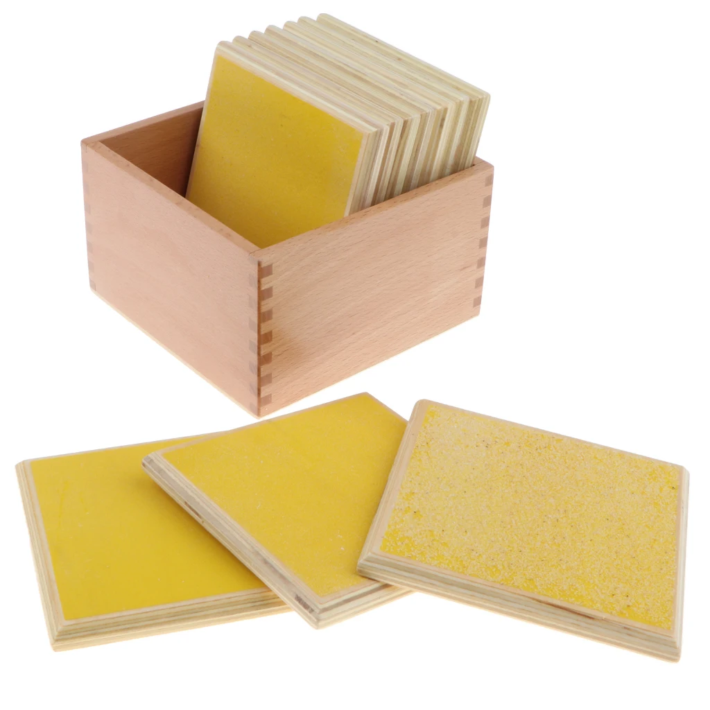 Wooden Montessori Sensorial Material - Rough and Smooth Touch Boards in Box Tactile Learning Early Developmental Toy for Kids