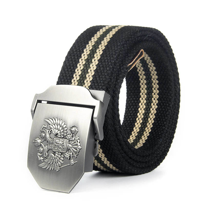 

Canvas Belt Russian National Emblem Buckle Tactical Belt Nylon Military Men Belt For Trousers Long Black Waist Belt High Quality