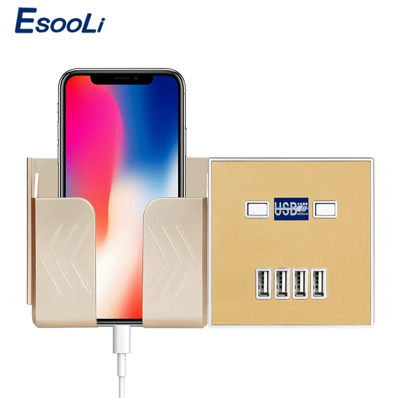 Esooli 4 портовая розетка с USB адаптером для настенного зарядного устройства