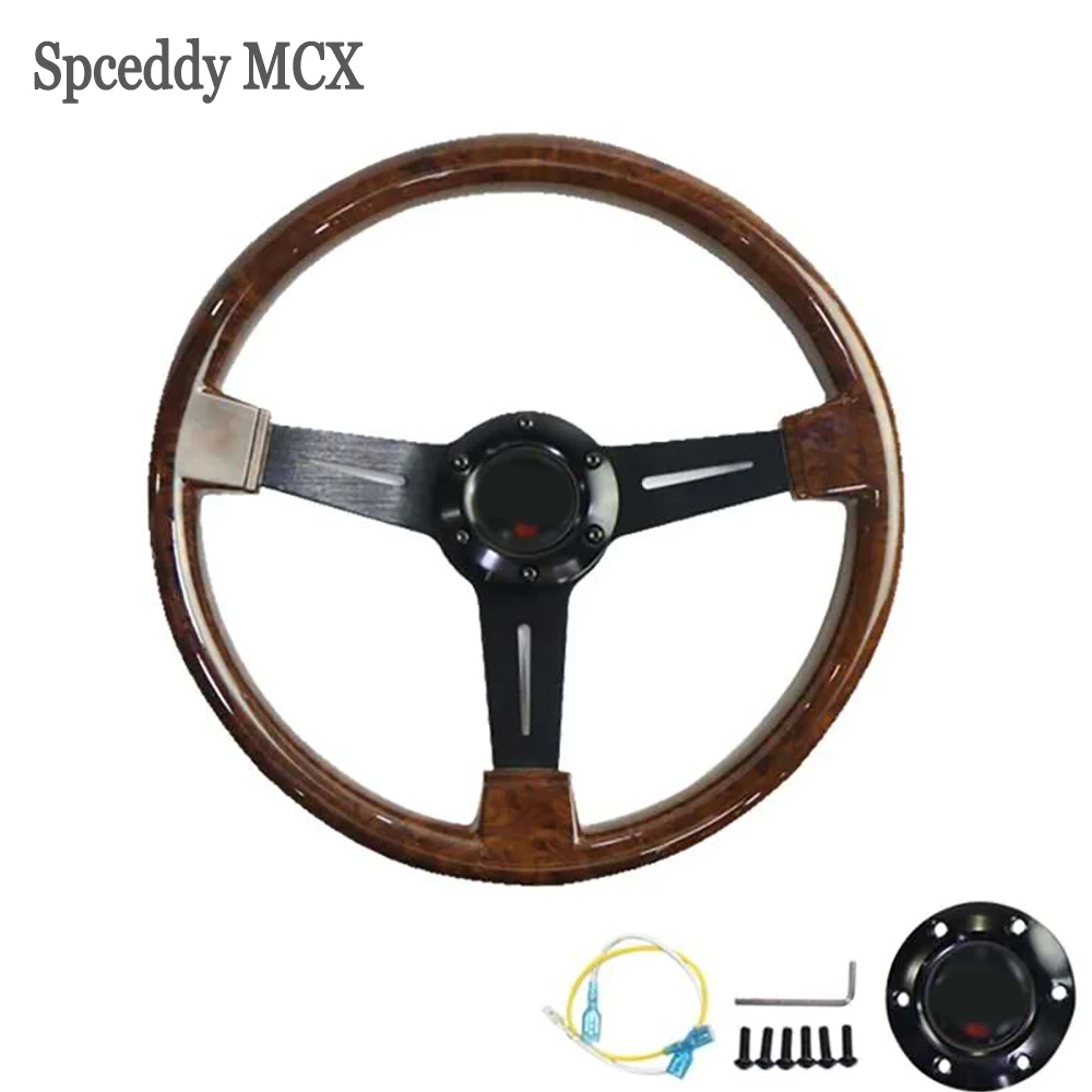 Spceddy MCX Универсальный 14 &quot(350 мм) Автомобильный руль из цельного дерева с