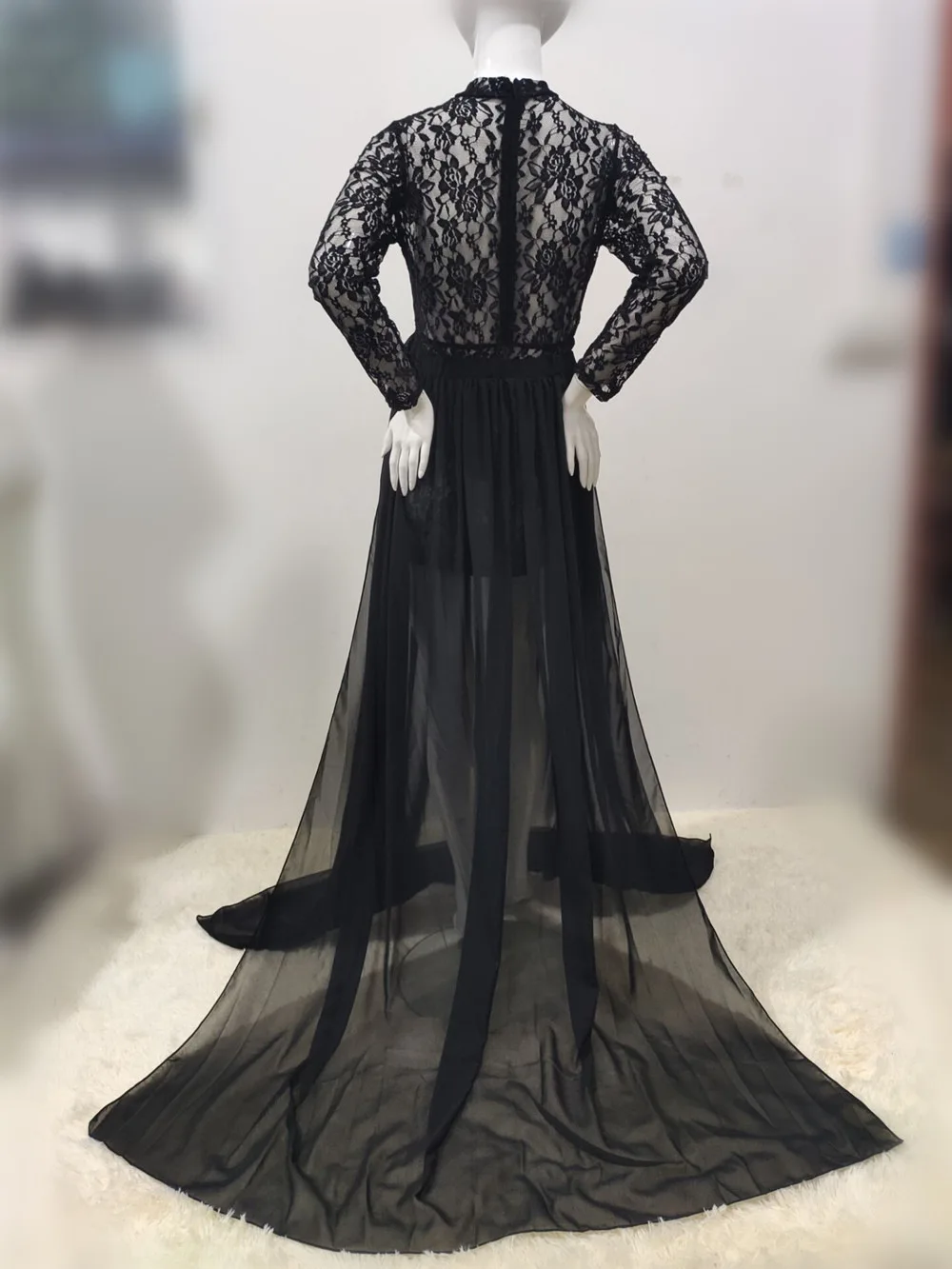 Fancy Lace Maternity Dresses For Photo Shoot Sexy Split Side Pregnancy Dress Maxi Gown Long Pregnant Women Photography Prop 2020 (5)