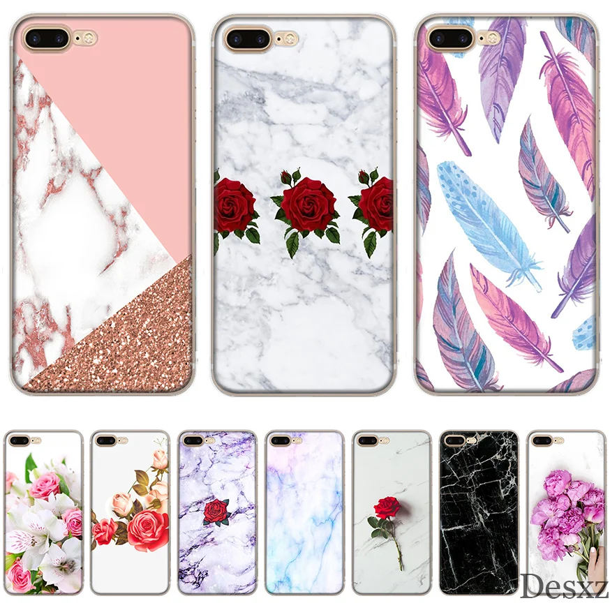 Phone Case Marble Stone With Rose And Peony Popular for iPhone 8 7 6 6S Plus 11 Pro X XS XR MAX 5 5S SE Cover |