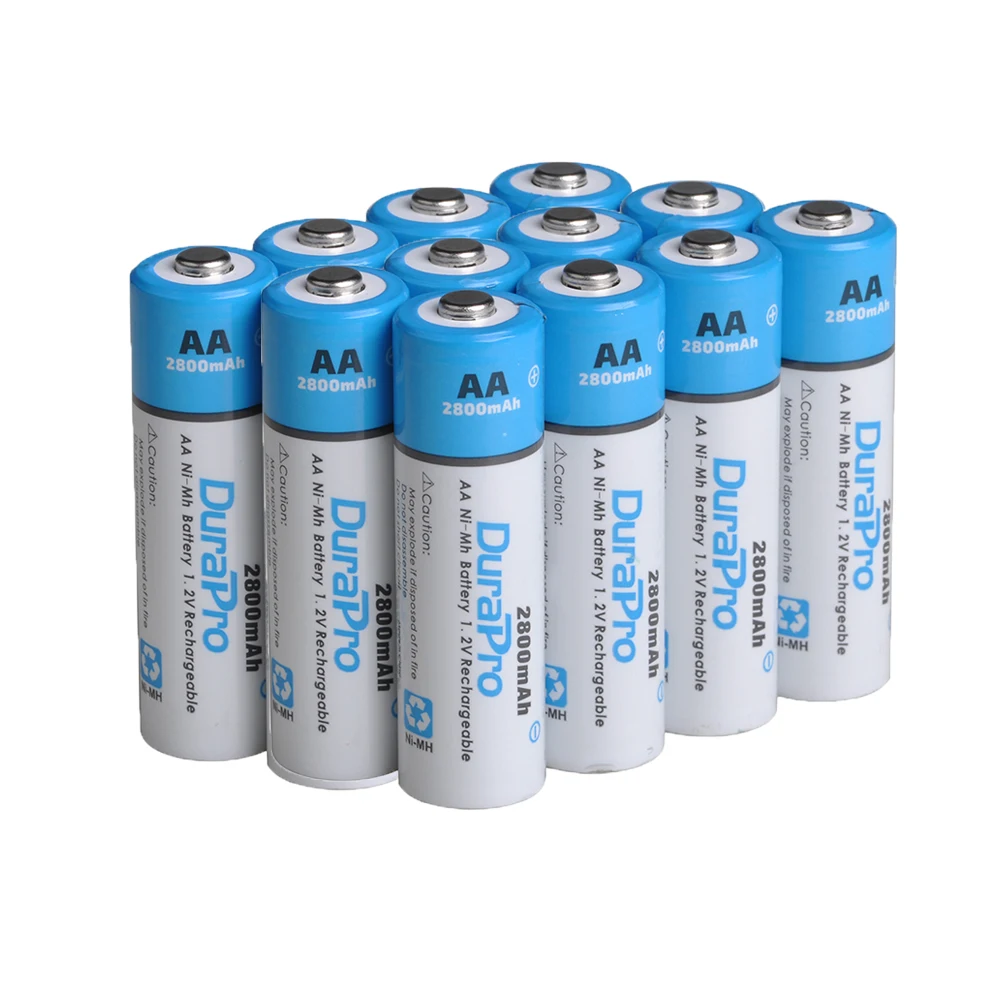 DuraPro 2800MAH AA или 1100mAH AAA Ni-MH аккумуляторы для камеры, калькулятора, mp3-плеера и т. Д - Цвет: 12 AA