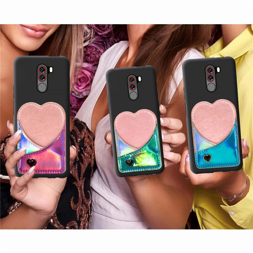 

Case For Xiaomi Redmi 7 4A 4X MAX3 PLAY MIX2 MI8 SE Silicone Candy Color Fashion laser love card package Cover Pocophone F1