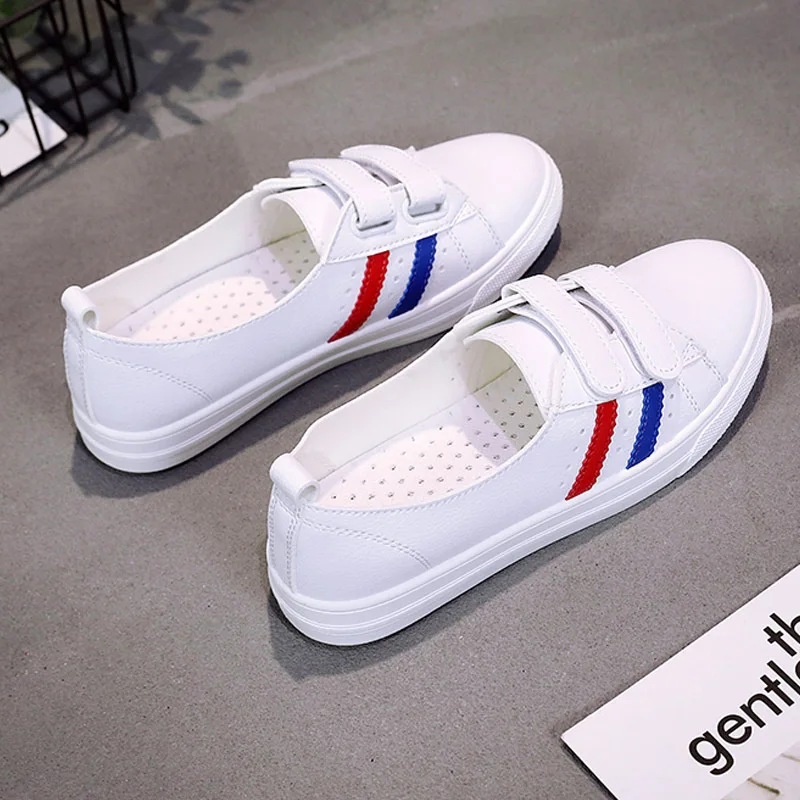 

2019 Women Ballet Flats Vulcanized Sneakers For Women PU Leather Slip-on Classic Basic Zapatillas Mujer Canvas Shoes Breathable
