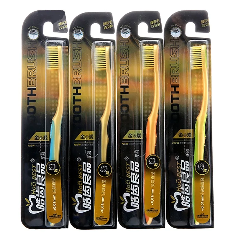 

Gold-Tone Bamboo Charcoal Soft Bristle Toothbrush Gold Carbon Element Soft And Comfortable Delicacy Creative-7236