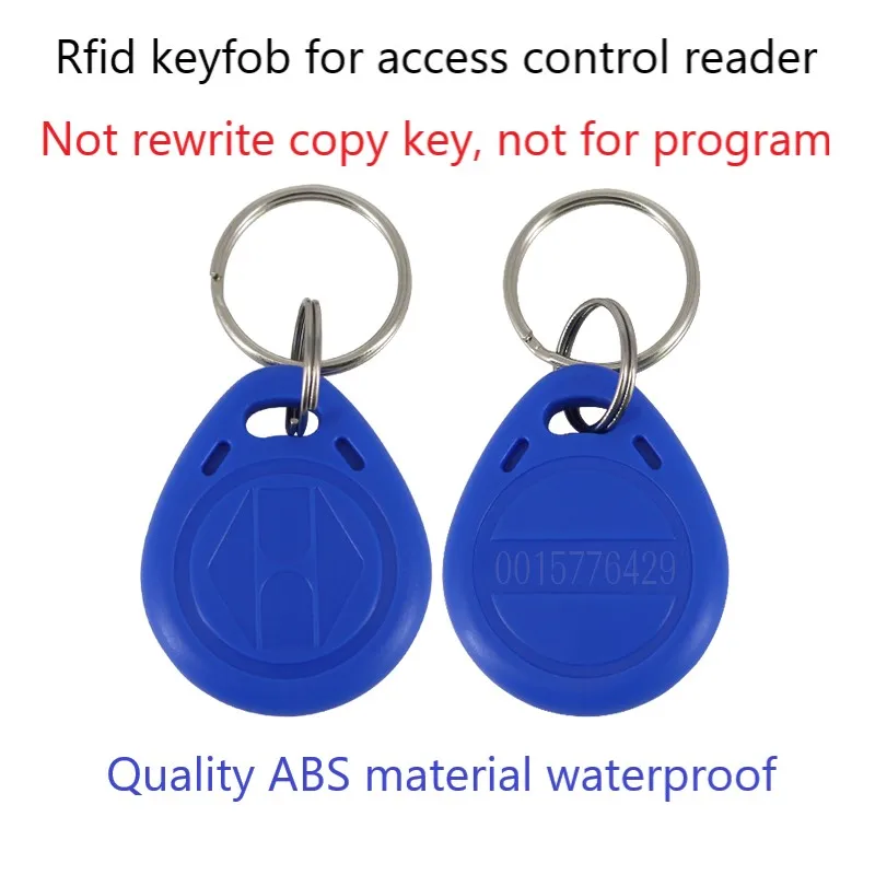 Porte-clés RFID pour contrôle d'accès, puce de clé de porte, étiquette ABS de proximité, document bleu, TK4100, EM uniquement lishaus, 125KHz, 10 pièces