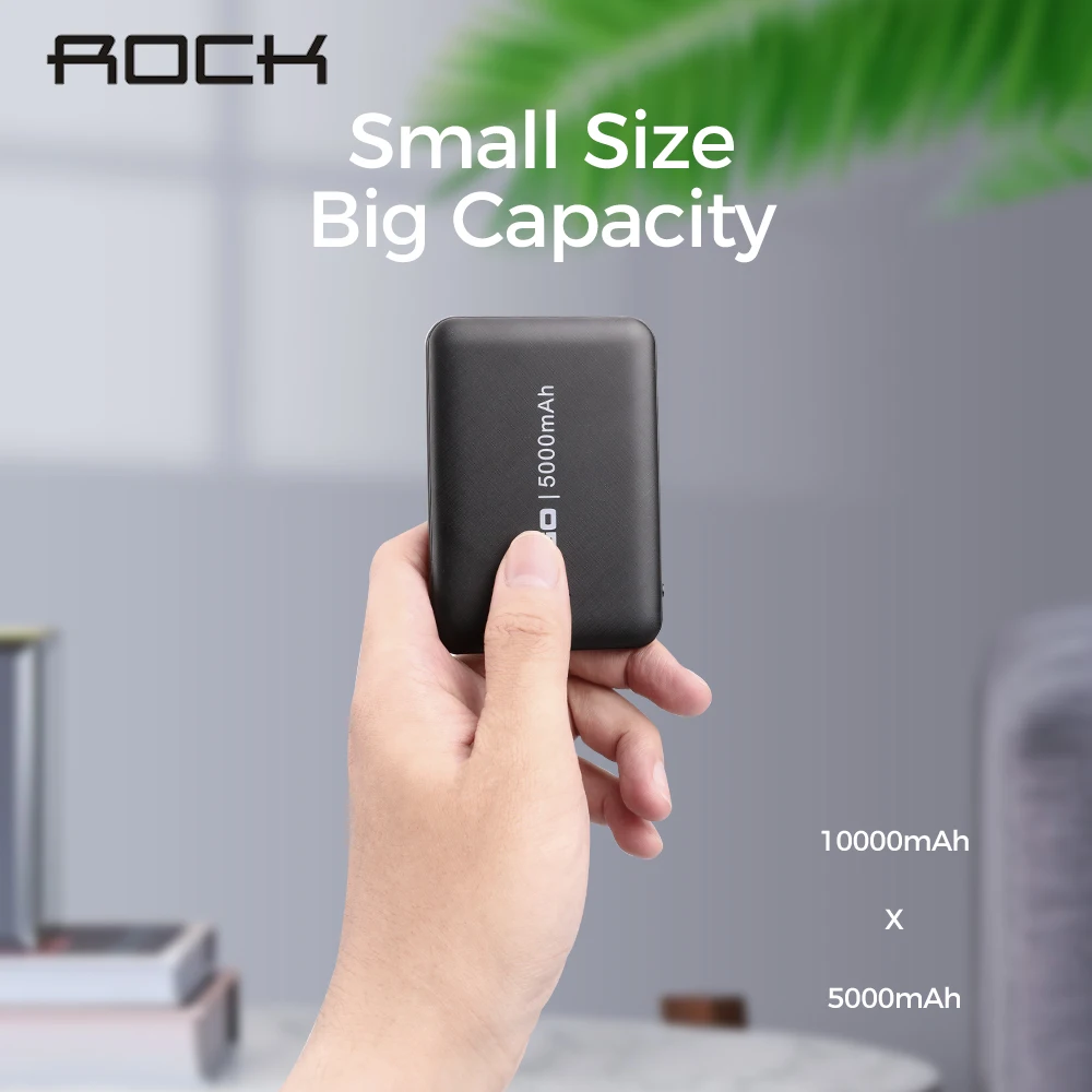 

ROCK 10000mAh Power Bank Portable Micro Charging Powerbank 10000 Slim Poverbank External Battery Fast Charging For Xiaomi Mi 9