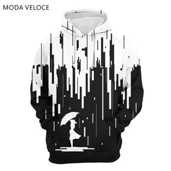 

MODAVELOCE Negative 8-Bit Hoodie Polyester With Wool Hoodies Sweatshirts Off White Anime's Warm Hooded Sweatshirt Men