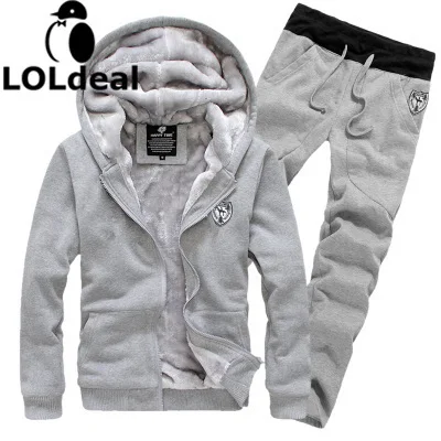 Men's Winter Sportswear Thick Velvet Sweatshirt Men Set Patchwork Hoodies  Casual Tracksuit Mens Sweat Casual Suits