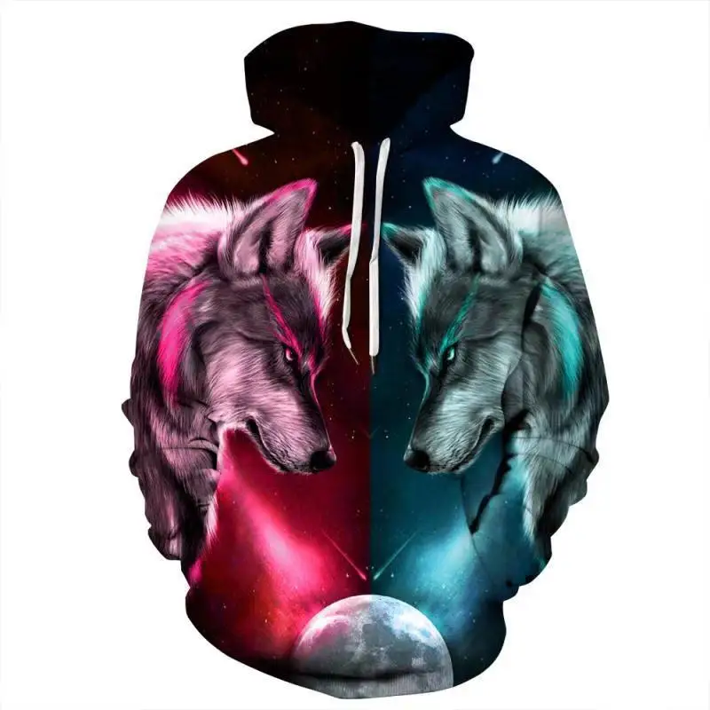 

duel Wolf Printed Hoodies Men 3d Hoodies Brand Sweatshirts Jackets Quality Pullover Fashion Tracksuits Animal Streetwear Out