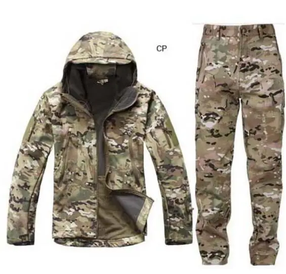 CP Камуфляжная одежда для охоты, Акула, кожа, мягкая оболочка, скрытень Tad V 4,0, уличная Тактическая Военная флисовая куртка+ униформа, штаны, костюмы - Цвет: CP