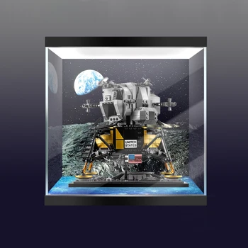 

10266 Building Block Acrylic Dustproof Display Box Show Box for No.11 Lunar Module 10266 Stacking Block Top Bottom Back Lights